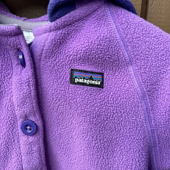 Patagonia Purple Fleece Elf Hood Jacket Elbow Patches Size 3T Baby Toddler - Picture 3 of 10